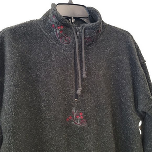 Victoria Secret‎ Country Womens Size Medium Grey Half Zip Embroidered Pullover